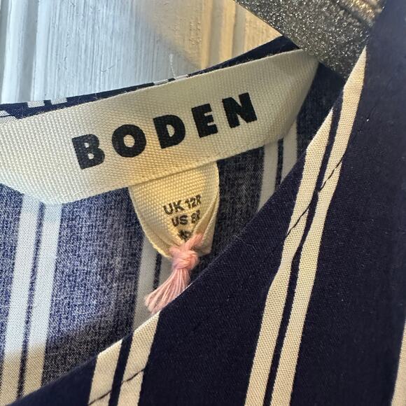 Boden Striped Asymmetric Midi Dress Navy Blue NEW - Picture 5 of 9